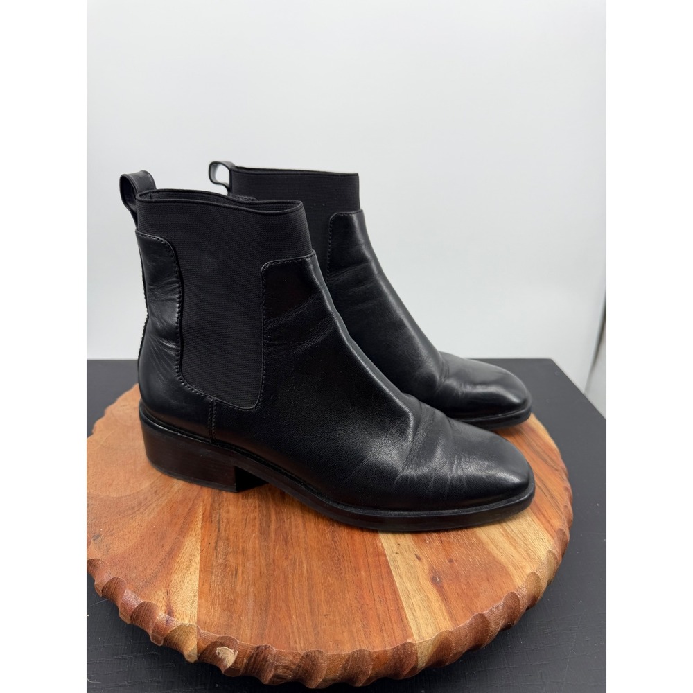 3.1 Phillip Lim Alexa Chelsea Boots sz 38.5 Black Leather Square Toe Ankle Boot